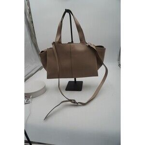 Vittoria Napoli Taupe Genuine Leather Satchel Bag Made in Italy Crossbody Tote